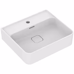 Vasque avec trou pour mitigeur au centre couleur blanche avec finition Ideal Plus avec trop-plein partie inférieure meulée di ...