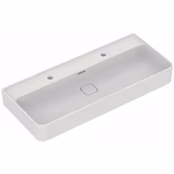 Vasque à installer sur plan de toilette/ sous-meuble avec trop-plein la partie inférieure de la vasque est rectifiée pour 2 r ...
