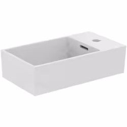 Lave-mains rectangulaire face inférieure émaillée avec trop-plein 1 trou pour mitigeur à droite dimensions : 450 × 250 × 150  ...