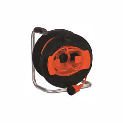 Enrouleur de cable pour tondeuse a' gazon taille-haies support en me'tal 2x1,5 mm fil 25 mt avec prise schuko