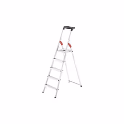 Escabeau Hailo en aluminium L60 avec 5 marches a' usage domestique hauteur ciseaux 168 cm avec marches antide'rapantes