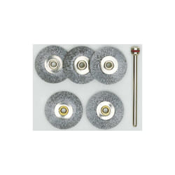 28952 5 brosses a disque en acier + tige pour nettoyage enlavement de rouille - Proxxon