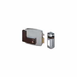 Cisa art 11721 SX serrure e'lectrique pour portail 80 mm boitier 128x106mm cylindre fixe avec contreplaque et auvent