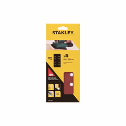 Stanley STA31582 cf 5 fogli abrasivi a strappo 93x190 mm grana 80 per levigatrice