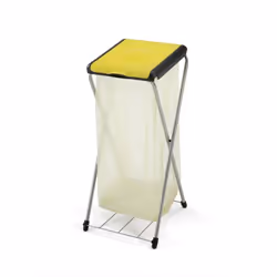 POUBELLE GIMI en tube d'acier avec grille de support. Pour une collecte différenciée. Cadre porte-sac et couvercle en résine  ...