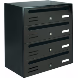 BOÎTES AUX LETTRES Modèle CUBO/R corps en tôle électrozinguée, portes en aluminium couleur fonte. Serrure à cylindre avec deu ...