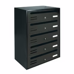 BOÎTES AUX LETTRES Modèle CUBO/R corps en tôle électrozinguée, portes en aluminium couleur fonte. Serrure à cylindre avec deu ...