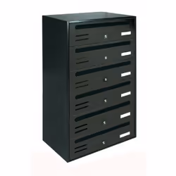 BOÎTES AUX LETTRES Modèle CUBO/R corps en tôle électrozinguée, portes en aluminium couleur fonte. Serrure à cylindre avec deu ...
