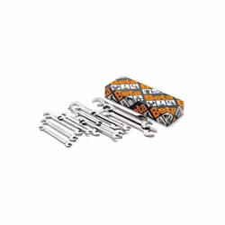 Jeu de 13 clés doubles (Art. 73). Contenu du jeu : 4-4,5-5-5,5-6-7-8-9-10-11-12-13-14 mm Taille : Double petite Profil : Mill ...