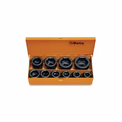 10 clés à douille en coffret tôle. Queue : 3/4" Contenu par jeu : 17-19-22-24-27-30-32-36-41-46 mm Nombre de pièces par paque ...
