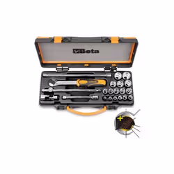 Coffret de transport comprenant un cliquet réversible avec carré mâle, 16 douilles 6 pans et 5 accessoires Contenu du colis : ...