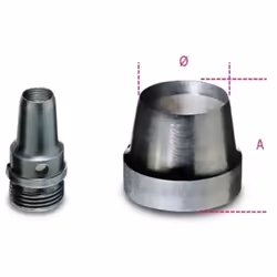 Poinçons en acier bruni. "Pour les coupes circulaires dans les matériaux tendres, y compris le plomb et le cuivre. Diamètre : ...