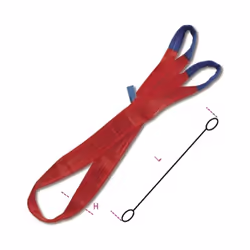 Élingue de levage 5t rouge ceinture plate à deux plis, boucles renforcées, polyester haute ténacité (pes). Type : Élingue de  ...