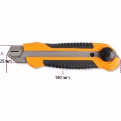 Cutter BETA lame rétractable 25 mm - 1773A - poignée acier inoxydable et manche bimatière antidérapant