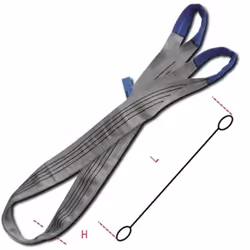 Élingue de levage 4t grise ceinture plate deux plis, boucles renforcées, polyester haute ténacité (pes).Type : Élingue de lev ...