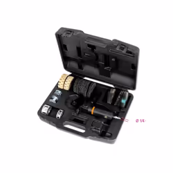 Ponceuse multifonction avec 16 accessoires dans une mallette en plastique. "1 gomme en caoutchouc pour vernis (105x30,5 mm) " ...