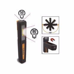 lampe stylo rechargeable à double émission de lumière : lampe ou torche. "corps compact en caoutchouc antidérapant " 50/80 lu ...