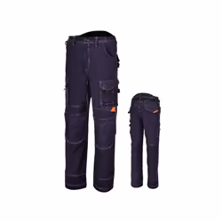 pantalon de travail multipoches en toile t/c, 65% polyester, 35% coton, 260 g " poches genoux et bas de jambe renforcés en po ...