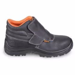 Les chaussures Beta 7245BK sont des chaussures de soudeur à lacets en cuir hydrofuge avec fermeture rapide et protection fron ...
