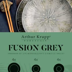Arthur Krupp 67351GA2 kit de vaisselle 12 pièce(s) Porcelaine Gris - Vue supplémentaire 5