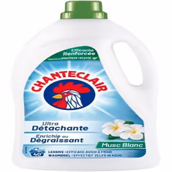 Chanteclair - Lessive Liquide Concentrées Musc Blanc Enrichie au Dégraissant Ultra Détachantes 40 lavages - 1800 ml