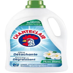 Chanteclair - Lessive Liquide Concentrées Musc Blanc Enrichie au Dégraissant Ultra Détachantes 40 lavages - 1800 ml