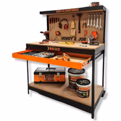 Vous cherchez un établi de garage pratique et solide ? Cet établi en bois Hobby and Job BRIXO est idéal pour les amateurs et  ...