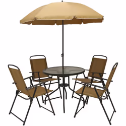 Ensemble Table et Chaises Amusantes Parapluie + Table + 4 Chaises. Structure d'acier. Chaise avec assise et dossier en textil ...