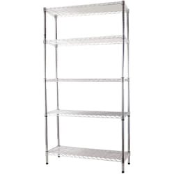 Tagère de kit en acier chromé avec pieds réglables pour la maison et le bureau 3 ou 5 étagères Brixo 5 ripiani 90x35xh180 cm