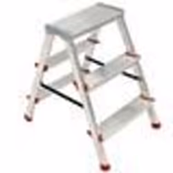 Escabeau 3 marches Marche-pied Aluminium Charge 125 kg Pliable Pieds anti-dérapants BRIXO