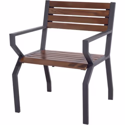 Fauteuils et chaises Valy Structure en acier et lattes de bois. Dimensions L63xP62xH82 cm.