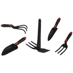 Kit 5 outils de jardin Serfouette - Plantoir large - Plantoir fin - Mini fourche 3 dents - Rateau 3 dents Brixo