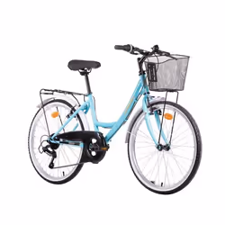 Vélo enfant VTC 24 fille  Discovery Adventures 6 Vitesses avec dérailleur Shimano Freins V-Brake + équipement City