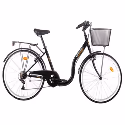 Vélo Rétro 26 cadre acier Discovery Adventures 6 Vitesses dérailleur Shimano et poignée tournante + équipement City + Panie ...