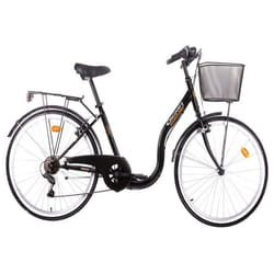 Vélo Rétro 26 cadre acier  Discovery Adventures  6 Vitesses dérailleur Shimano et poignée tournante + équipement City + Panier