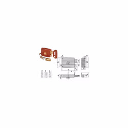 Coffret et écusson 50 mm SX (50121502) en acier peint, pêne dormant à 2 jets avec cylindre interne et pêne séparé, tirant int ...