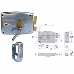 Serrure à cylindre pour porte CISA - 150471601 - Entrée 60mm - Cadre poignée traversante - Main droite
