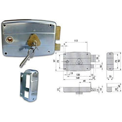Serrure à cylindre pour porte CISA - 150471601 - Entrée 60mm - Cadre poignée traversante - Main droite