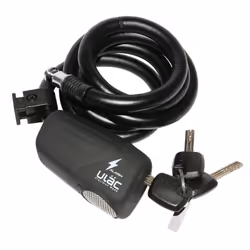 ANTIVOL VELO SPIRAL A CLE P2R DIAM 12mm L 120M NOIR AVEC SUPPORT ET ALARME
