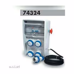 Panneau de distribution portable 4 prises monophasées et bouton d'urgence Câble de 4 mètres Prise 2P+E 16A 220V IP67 4 robine ...