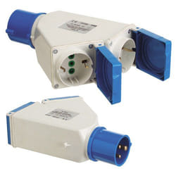 Adaptateur Industriel Cetac Schuko Double 2p Avec Couvercle