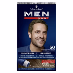 SCHWARZKOPF - Men Perfect - Gel Colorant Anti-Cheveux Blancs Homme - Coloration Cheveux Homme - Châtain Clair Naturel 50