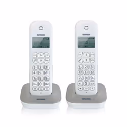 Brondi Gala Twin, Téléphone DECT, Combiné sans fil, 20 entrées, Identification de l'appelant, Gris, Blanc