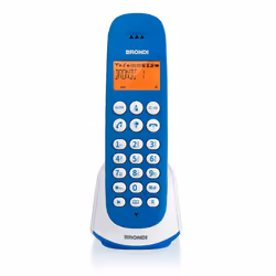 Brondi Adara, Téléphone DECT, Combiné sans fil, Haut-parleur, 20 entrées, Identification de l'appelant, Bleu, Blanc