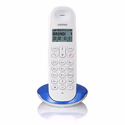 Brondi Lotus, Téléphone DECT, Combiné sans fil, 50 entrées, Bleu, Blanc