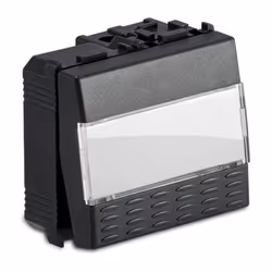 Bouton porte-nom 1P 10A 250V Master Modo, 2 modules, couleur gris. Ce bouton est doté d'un dispositif de rétro-éclairage et e ...