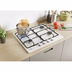 Candy Idea CHW6BRWW, Blanc, Intégré, 59 cm, Gaz, Acier inoxydable, 4 zone(s)