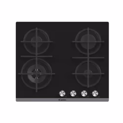 Candy ESSENZA CVG6BF4WEB, Noir, Intégré, 59 cm, Gaz, Verre trempé, 4 zone(s)
