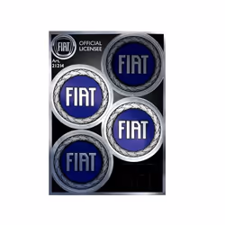 Autocollant - Fiat - Logo Bleu - Support chromé HQ - 94 x 131 mm - Résistance élevée