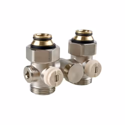 Description générale Vanne double en H Thermador, conçue pour radiateurs avec robinetterie thermostatique intégrée. Elle est  ...